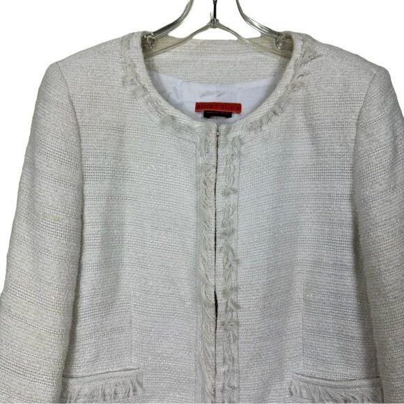 Alice + Olivia White Textured Boucle Tweed Jacket - Picture 7 of 16